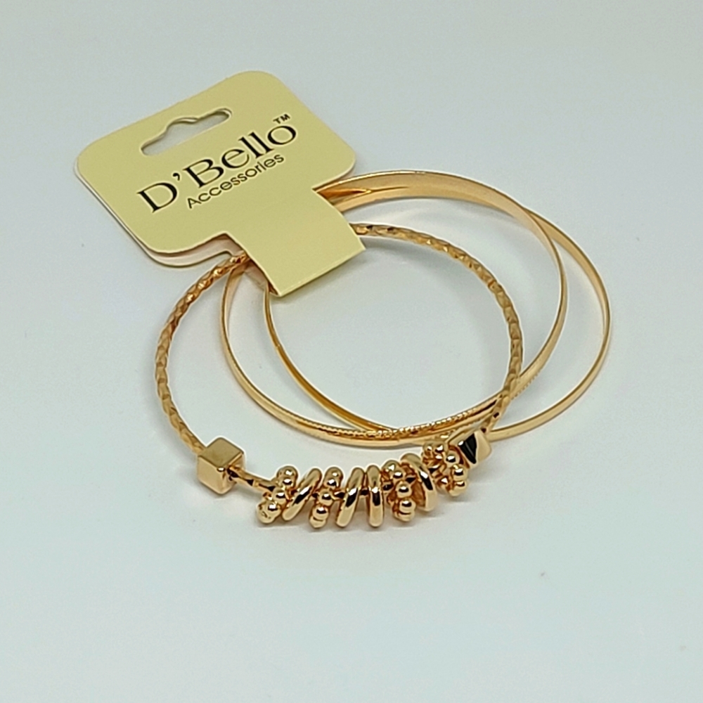 NEW Boho Set of 3 D'Bello Gold Tone Bangle Bracelets Jewelry Bollywood Bangles - Picture 3 of 4
